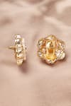 Buy_Joules By Radhika_Gold Plated Kundan Shimmery Floral Stud Earrings _Online_at_Aza_Fashions