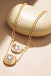 Shop_Joules By Radhika_Gold Plated Iridescent Polki Studded Crecent Layered Necklace _at_Aza_Fashions
