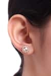 Sica Jewellery_Gold Plated Crystals Moissanite Polki Earrings And Pendant Set _Online_at_Aza_Fashions