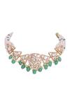 Shop_Sica Jewellery_Green Prism Moissanite Polki Embellished Choker _at_Aza_Fashions