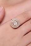 Buy_Sica Jewellery_Yellow Crystals, Diamonds Helix Cubic Zirconia Encrusted Ring _at_Aza_Fashions