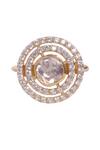 Shop_Sica Jewellery_Yellow Crystals, Diamonds Helix Cubic Zirconia Encrusted Ring _at_Aza_Fashions