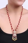 Buy_Sica Jewellery_Red Moissanite Polki Lotus Long Necklace _at_Aza_Fashions