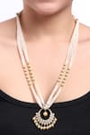 Buy_Sica Jewellery_Yellow Crescent Moissanite Polki Embellished Long Necklace _at_Aza_Fashions