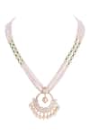 Shop_Sica Jewellery_Yellow Crescent Moissanite Polki Embellished Long Necklace _at_Aza_Fashions