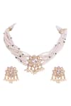 Shop_Sica Jewellery_Yellow Crystals, Diamonds Padma Moissanite Polki Studded Jewellery Set _at_Aza_Fashions