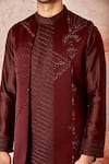 Asuka_Wine Lachka Embroidered Beads Cut Dana Bundi Kurta Set _Online_at_Aza_Fashions