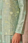 Shop_Asuka_Green Bundi Raw Silk Embroidered Resham And Mirror Work Kurta Set _Online_at_Aza_Fashions