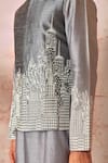 Buy_Asuka_Grey Raw Silk Embroidered Resham Work Cityscape Bundi Set _Online_at_Aza_Fashions