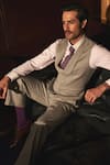 Asuka_Grey Wool Plain Waistcoat With Trousers _at_Aza_Fashions