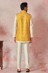 Shop_Asuka_Yellow Raw Silk Embroidery Mandala Hand Bundi Kurta Set _at_Aza_Fashions