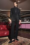 Buy_Asuka_Black Viscose Rayon Embroidery Noir Rhythmic Peak Lapel Tuxedo With Trouser _at_Aza_Fashions