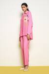 Buy_Pooja Rajgarhia Gupta_Pink Georgette Checkered Print Pant _at_Aza_Fashions