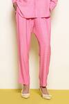 Pooja Rajgarhia Gupta_Pink Georgette Checkered Print Pant _Online_at_Aza_Fashions