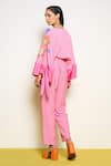 Pooja Rajgarhia Gupta_Pink Crepe, Georgette Sequins, Embroidery V-neck Butterfly Print Shirt _Online_at_Aza_Fashions