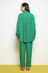 Pooja Rajgarhia Gupta_Green Georgette Sequins Collared Placement Hand Embroidered Shirt _Online_at_Aza_Fashions