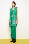 Pooja Rajgarhia Gupta_Green Georgette Embroidery, Sequins Collared Wildflower Hand Jacket _Online_at_Aza_Fashions