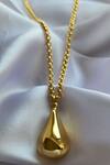 Buy_MNSH_Gold Plated Drop Shaped Pendant Necklace _at_Aza_Fashions