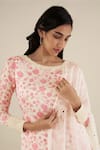 Shop_Essay by Sumedha Agrawal_White Organza Satin Printed And Hand Embroidered Lotus Vine Straight Kurta Set _Online_at_Aza_Fashions