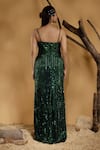 Shop_Ambrosia_Green Shell  100% Nylon Mesh Hand Embellished Sequins Square Neck Tonal Gown _at_Aza_Fashions