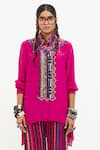 Buy_ASEEM KAPOOR_Pink Italian Crepe Embellished Sequin Shirt Collar Atri Asymmetric  _at_Aza_Fashions