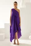 Buy_Wear Jaja_Purple Modal One Shoulder Solid Draped Dress_at_Aza_Fashions