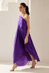 Shop_Wear Jaja_Purple Modal One Shoulder Solid Draped Dress_Online_at_Aza_Fashions