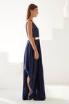Wear JaJa_Blue Modal Solid V-neck Asymmetric Flowy Dress  _Online_at_Aza_Fashions