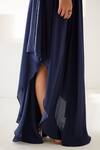 Wear JaJa_Blue Modal Solid V-neck Asymmetric Flowy Dress  _at_Aza_Fashions
