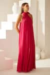 Buy_Wear JaJa_Red Modal Solid Halter Neck Maxi Dress  _Online_at_Aza_Fashions