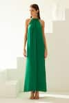 Buy_Wear JaJa_Green Modal Solid Halter Neck Maxi Dress  _at_Aza_Fashions