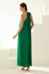 Shop_Wear JaJa_Green Modal Solid Halter Neck Maxi Dress  _at_Aza_Fashions