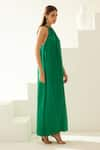 Wear JaJa_Green Modal Solid Halter Neck Maxi Dress  _Online_at_Aza_Fashions