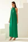 Buy_Wear JaJa_Green Modal Solid Halter Neck Maxi Dress  _Online_at_Aza_Fashions