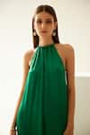 Wear JaJa_Green Modal Solid Halter Neck Maxi Dress  _at_Aza_Fashions