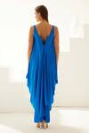 Shop_Wear JaJa_Blue Modal Solid V Neck Maxi Dress  _at_Aza_Fashions