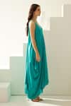 Buy_Wear JaJa_Blue Modal Solid V Neck Asymmetrical Maxi Dress  _Online_at_Aza_Fashions