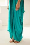 Wear JaJa_Blue Modal Solid V Neck Asymmetrical Maxi Dress  _at_Aza_Fashions