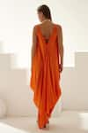 Shop_Wear JaJa_Orange Modal Solid V Neck Draped Maxi Dress  _at_Aza_Fashions