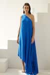 Buy_Wear JaJa_Blue Modal Solid One Shoulder Maxi Dress _at_Aza_Fashions