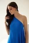 Shop_Wear JaJa_Blue Modal Solid One Shoulder Maxi Dress _Online_at_Aza_Fashions
