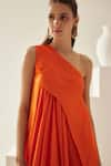 Wear JaJa_Orange Modal Solid One Shoulder Asymmetrical Midi Dress  _at_Aza_Fashions