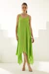 Buy_Wear JaJa_Green Modal Solid Round Neck Strappy Midi Dress  _Online_at_Aza_Fashions