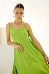 Buy_Wear JaJa_Green Modal Solid Round Neck Strappy Midi Dress  