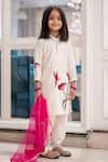 Shop_Mamma Plz_Ivory Handwoven Chanderi Embroidery Hummingbird Nectar Kurta Set _at_Aza_Fashions