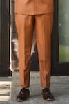 Bohame_Orange Terrywool Suiting Solid Clinton Bandhgala And Straight Pant Set_at_Aza_Fashions
