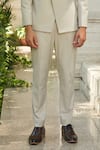 Bohame_Ivory Terrywool Suiting Textured Pintucked Kevin Bandhgala And Pant Set_Online_at_Aza_Fashions