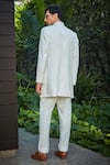 Shop_Bohame_White Terrywool Suiting Textured Pintucked Shawn Bandhgala And Pant Set_at_Aza_Fashions