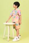 Little Shiro_Multi Color Poplin Cotton Printed Floral Sunshine Bum Shirt With Shorts _at_Aza_Fashions