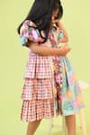 Little Shiro_Multi Color Cotton Sateen Printed Floral The Annabelle Placed Ruffle Dress _Online_at_Aza_Fashions